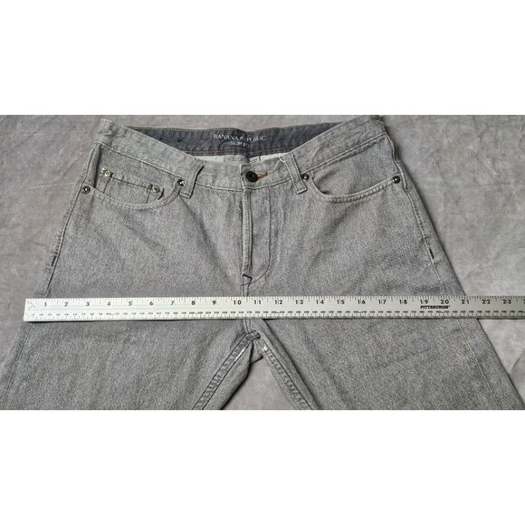 Banana Republic Jeans Mens 31x32 Gray Traveler Slim Fit 5 Pocket Zip Fly (HL9) - Picture 4 of 10